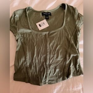 Olive Ribbed corset style Crop Top